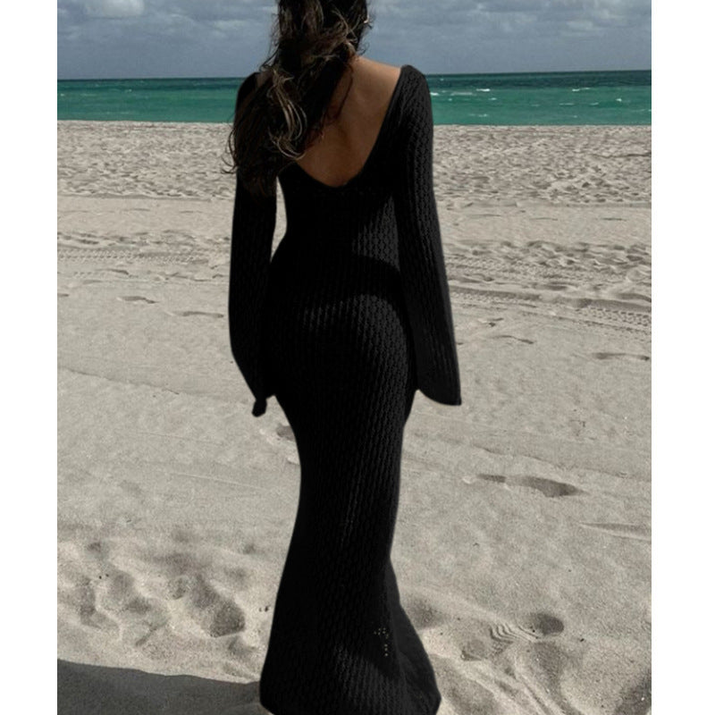 Vibecurve® Crochet Long Sleeve Cut Out Cover-up