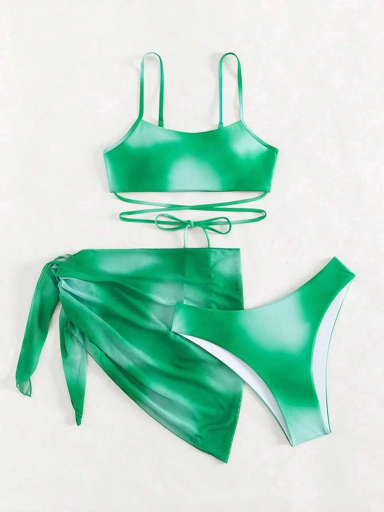 Vibecurve® Tie-Dye Bikini Swimsuit Women's Three-Piece Mesh Skirt