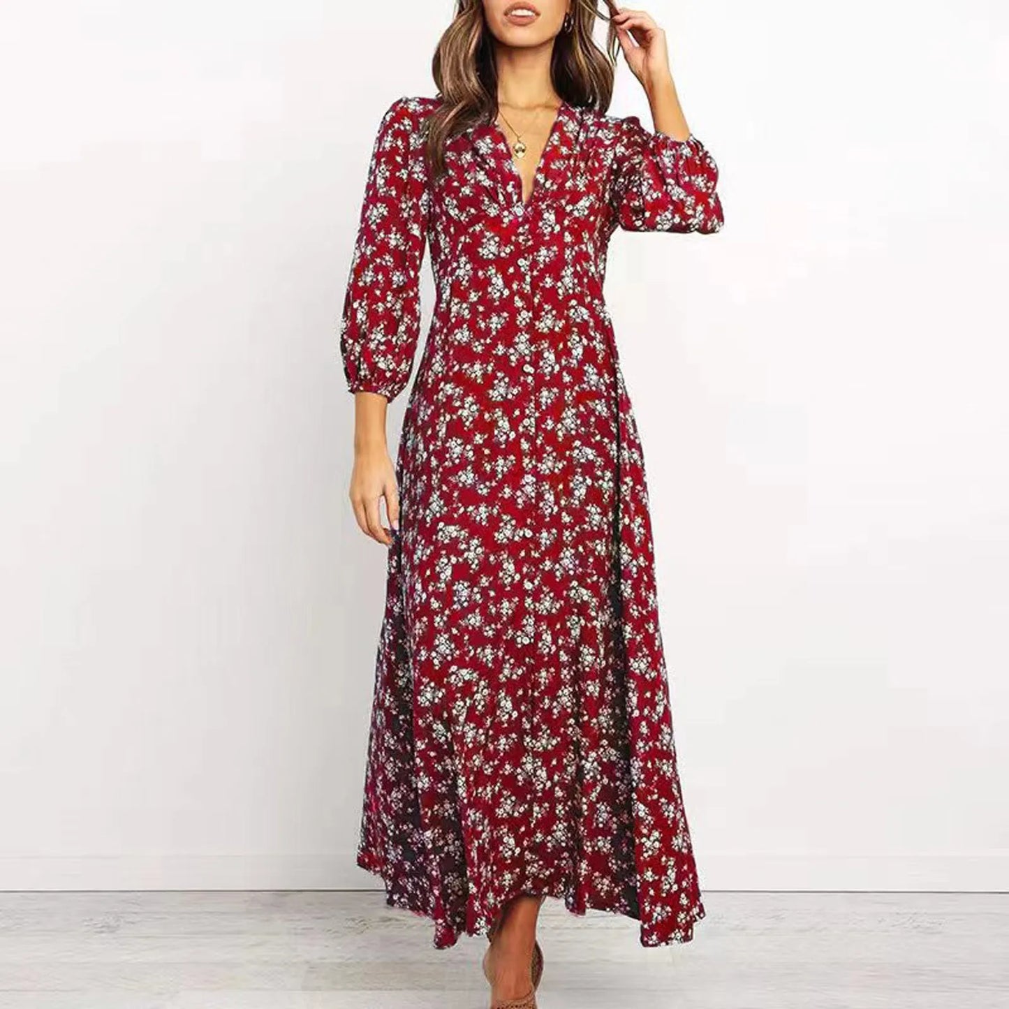 Jane | V-neck Floral Dress