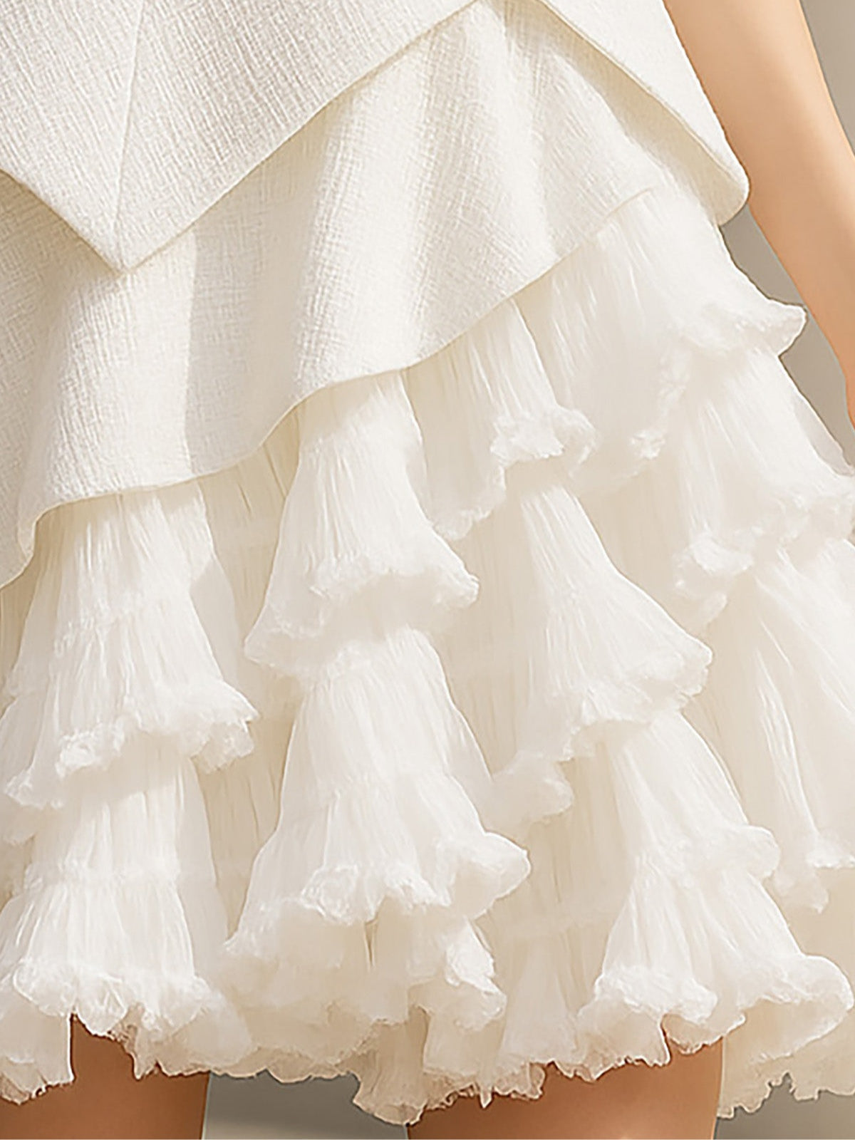 Elegant Bow White Layered Mini Dress