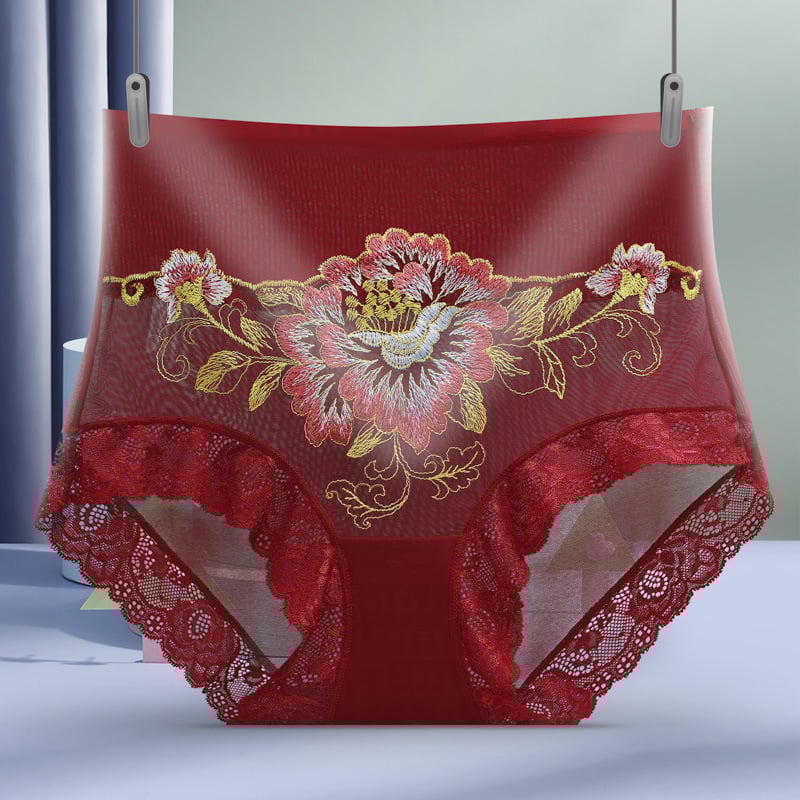 High Waist Premium Lace Embroidered Panties (5-Pack)