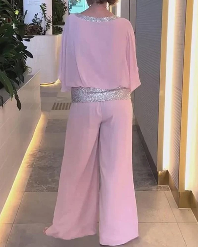 🔥Big Sales - 49%💃 Sequined Colorblock Elegant Two-piece Set