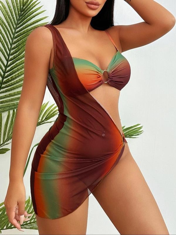 Vibecurve® Womens Ombre Bikini Set Womens Beach Vacation Swimwear.